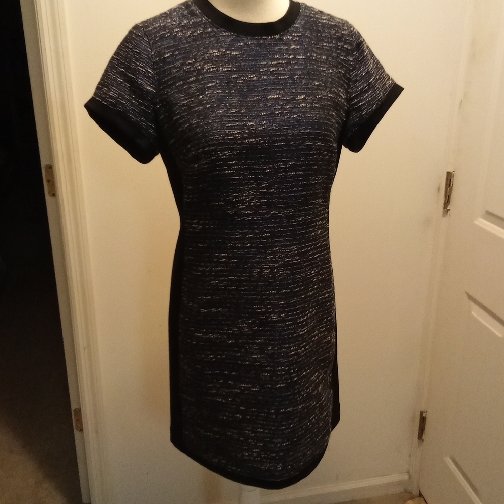 Madewell Black & blue Textured Mini Shift Dress - Picture 1 of 6